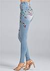 Waist down side view Floral Embroidered Jeans