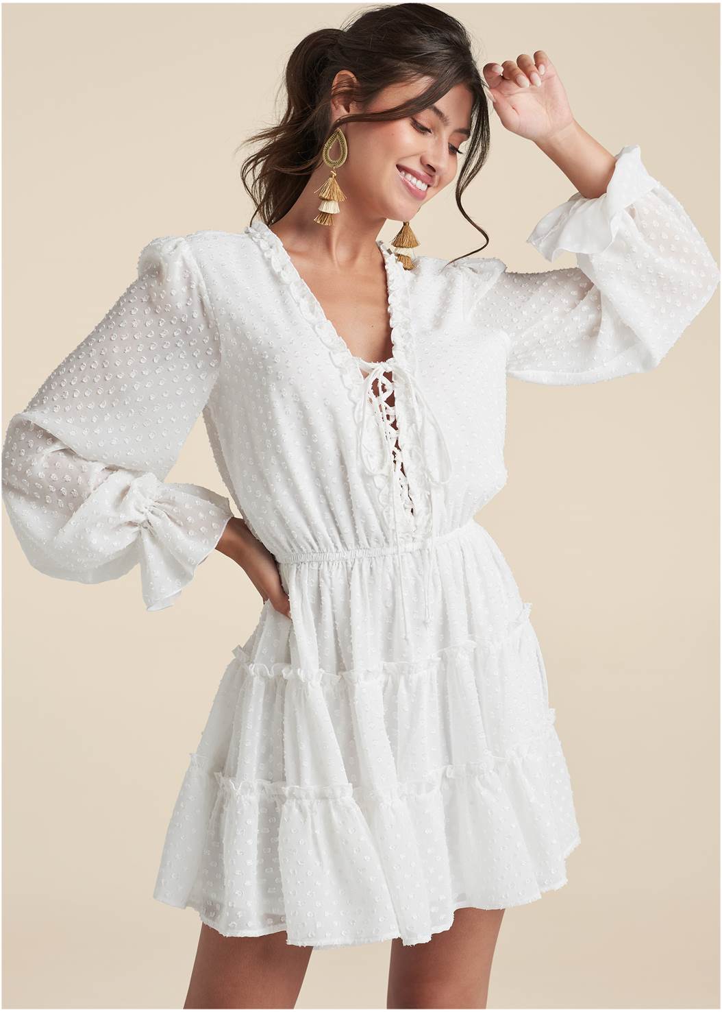 Ruffle Mini Dress - White | VENUS
