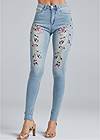 Alternate View Floral Embroidered Jeans