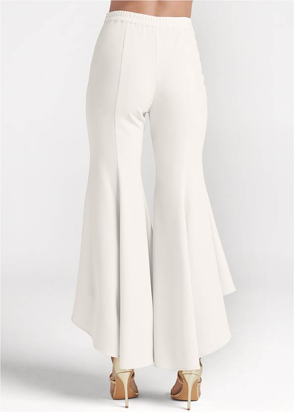 Ruffle Hem Pants With Removable Trim in Off White | VENUS