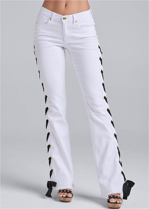 Alternate View Lace-Up Straight Leg Jeans