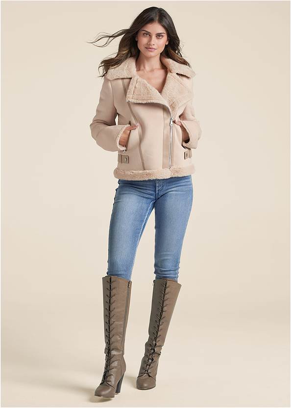 Full front view Faux-Shearling Coat