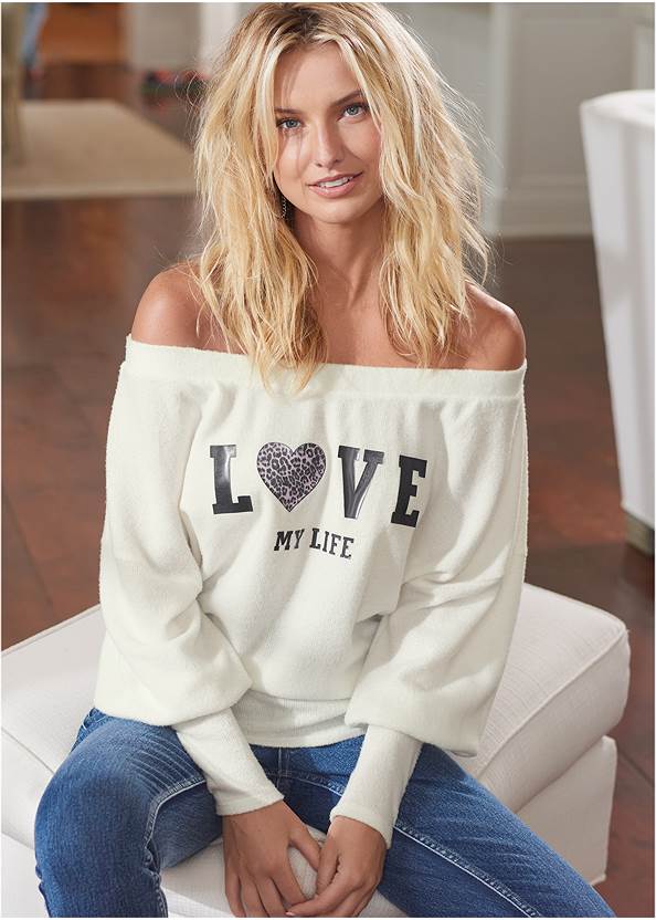 Cropped front view Cozy Love My Life Top
