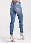 Waist down back view Elastic Waistband Ruched Jean Joggers With Distressing