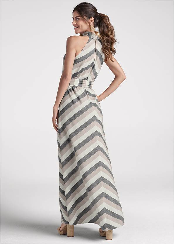 Back View Striped Linen Dress