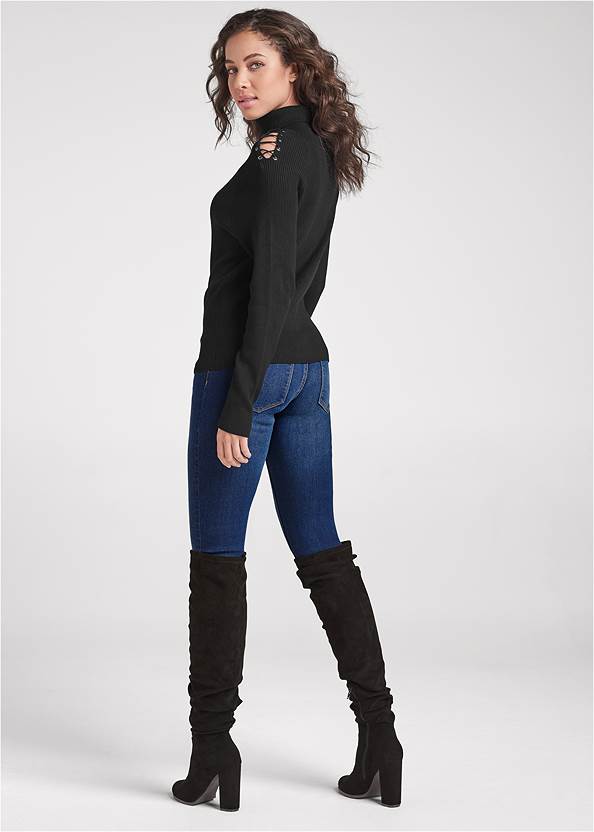 Alternate View Lace-Up Shoulder Detail Sweater