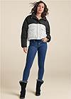 Full front view Color Block Puffer Jacket