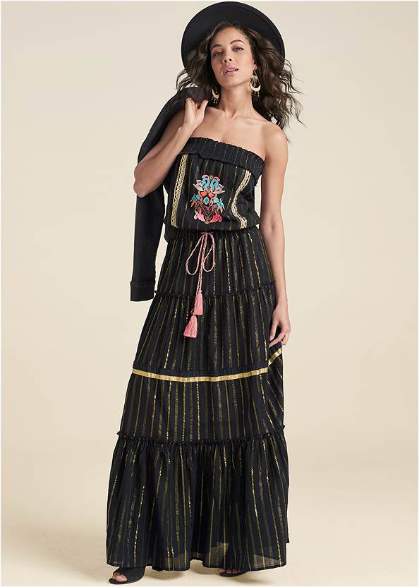 Full front view Embroidered Maxi Dress