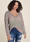 Front View Ombre Knit V-Neck Sweater