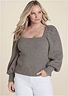 Cropped Front View Square Neck Sweater