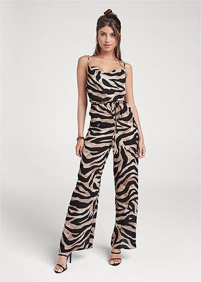 Wide Leg Tiger Print Jumpsuit