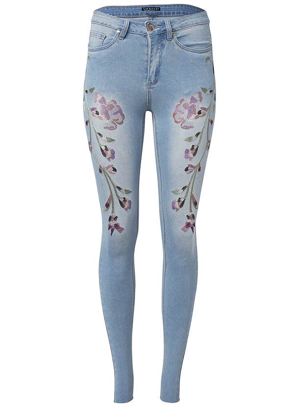 Ghost with background  view Floral Embroidered Jeans