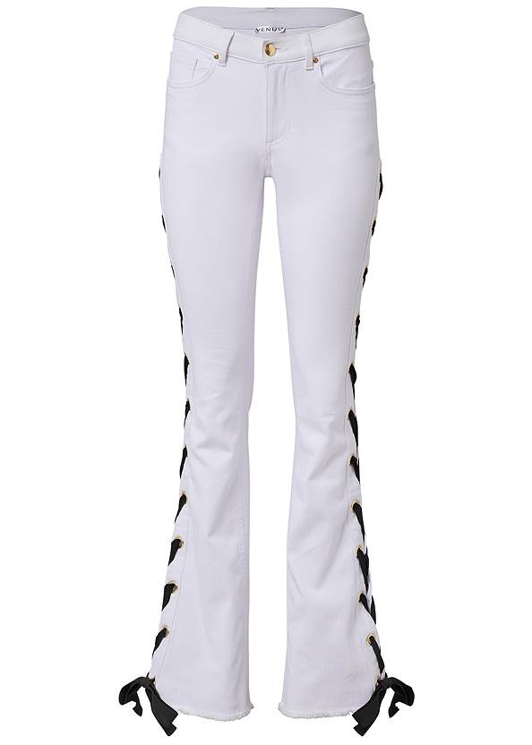 Alternate View Lace-Up Straight Leg Jeans