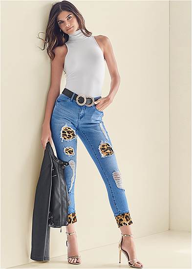 Leopard Cuffed Jeans