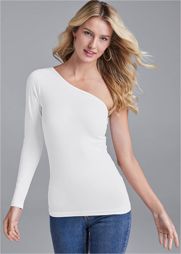 Front View One-Shoulder Seamless Top