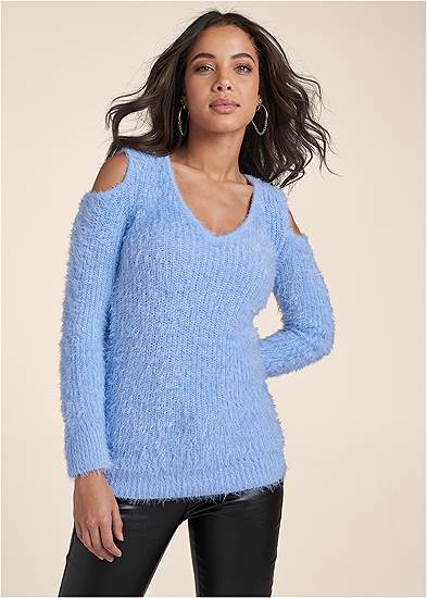 Cutout Eyelash Sweater