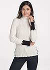 Cropped Front View Sleeve Detail Turtleneck Sweater