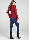 Back View Ribbed Bell Sleeve Sweater