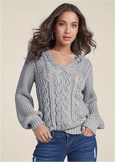 Lurex Cable Knit Sweater