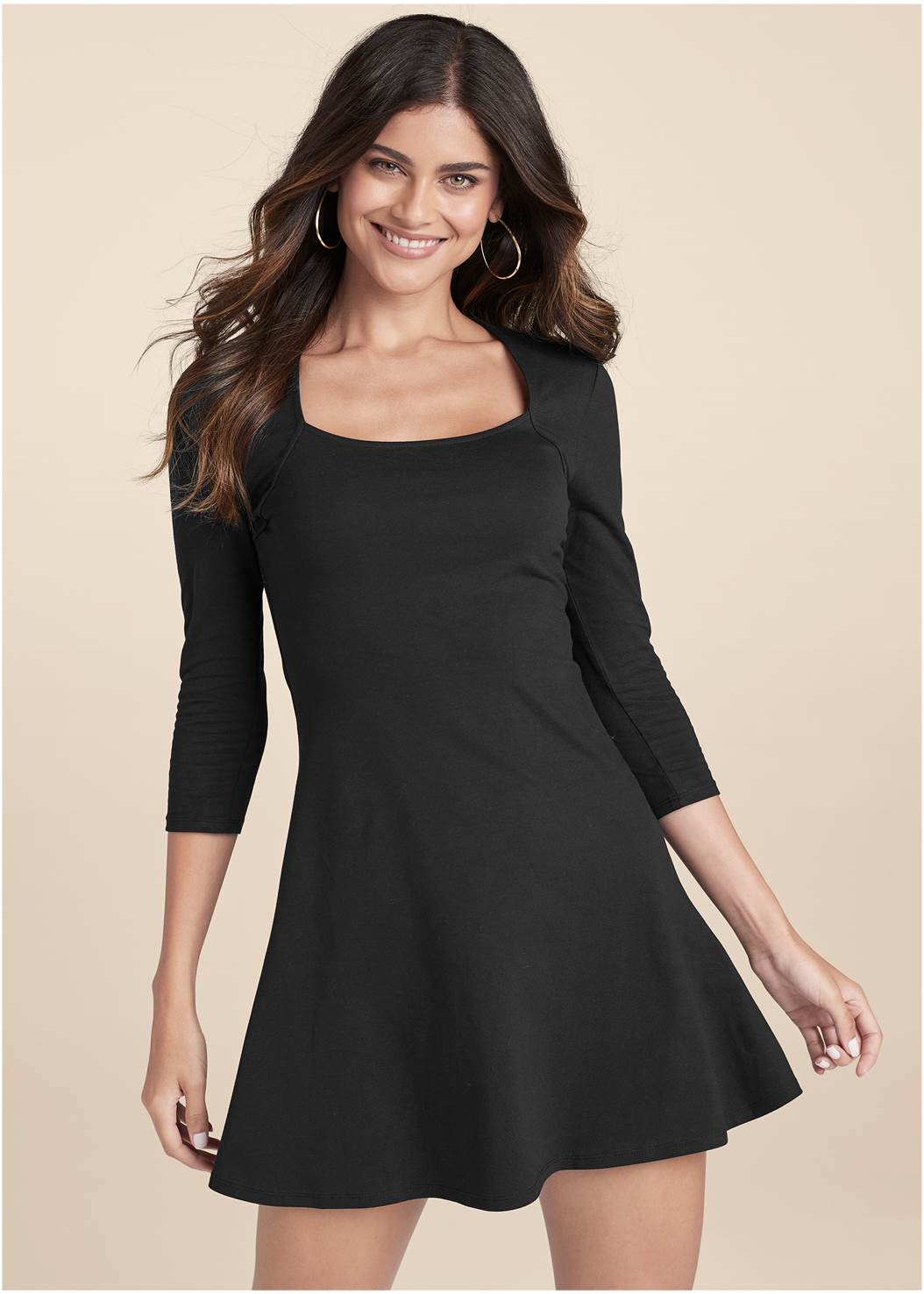 Fit And Flare Dress in Black | VENUS