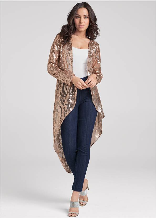 Full Front View Allover Sequin Duster