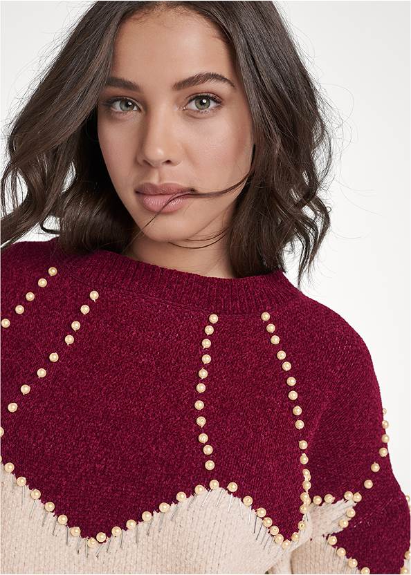 Alternate View Faux-Pearl Chenille Sweater