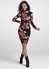 Full front view Long Sleeve Ruched Dress