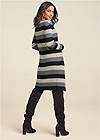 Back View Striped Ribbed Cardigan