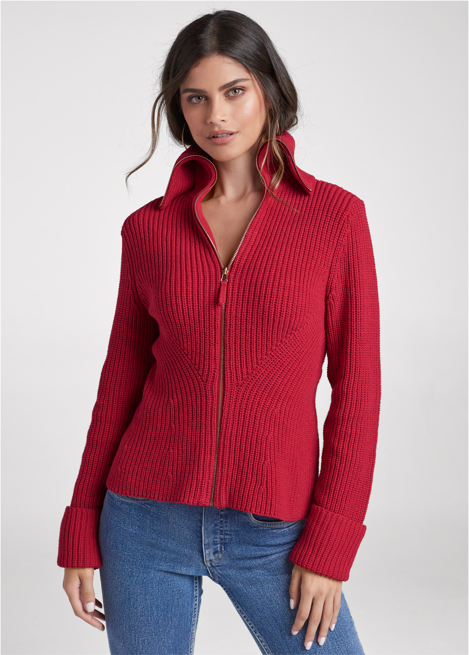 zip front cardigan top