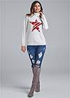 Full Front View Star Print Sweater