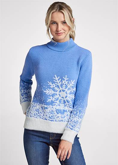 Mock-Neck Snowflake Sweater