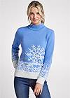 Front View Mock-Neck Snowflake Sweater