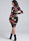 Full back view Long Sleeve Ruched Dress