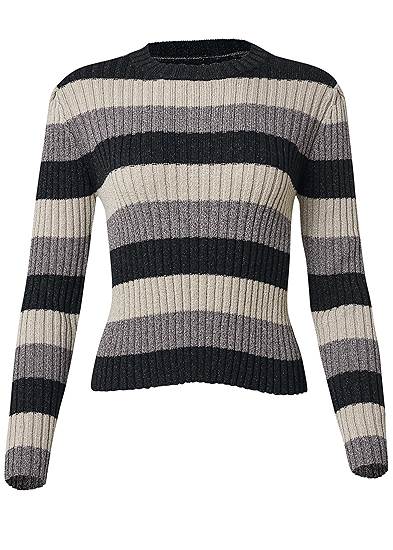 Plus Size Striped Ribbed Sweater