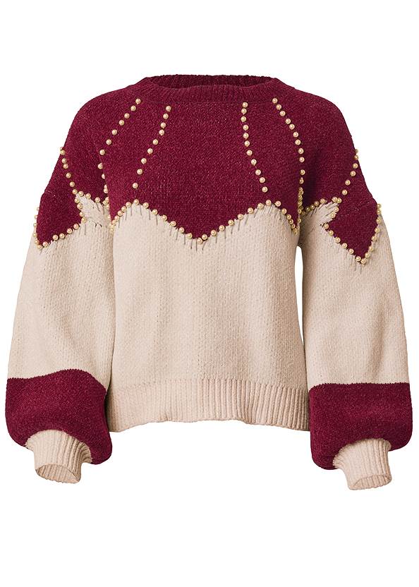 Alternate View Faux-Pearl Chenille Sweater