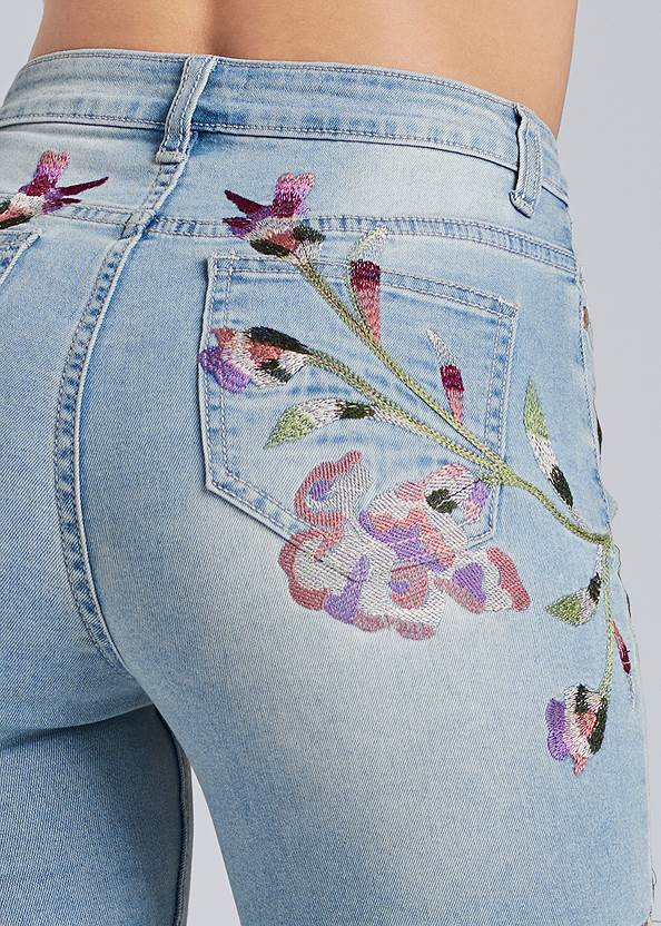 Detail back view Floral Embroidered Jeans