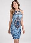 Cropped front view Ocean Medallion Print Dress