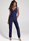 Full Front View Sparkle Overlay Jumpsuit
