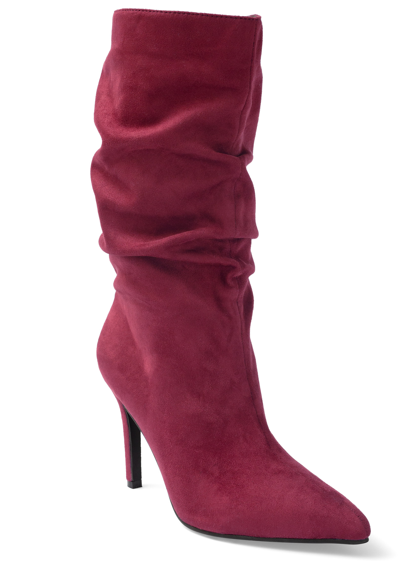 burgundy suede slouch boots