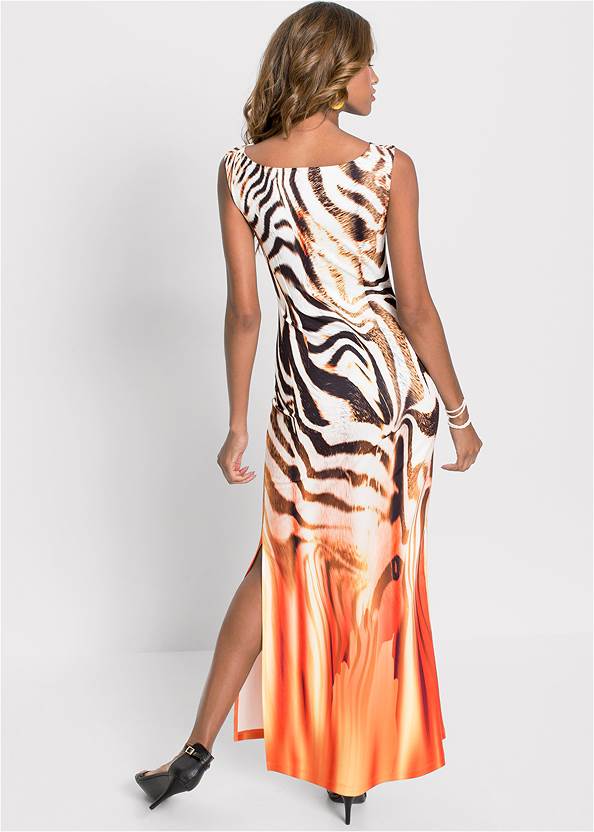 Back View Zebra Print Maxi Dress