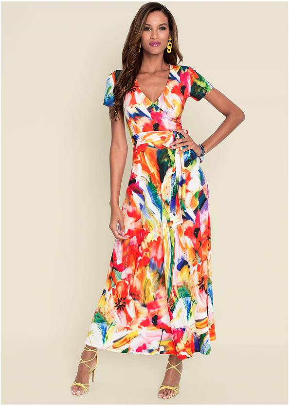 Full Front View Abstract Maxi Dress