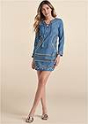Full front view Embellished Chambray Dress