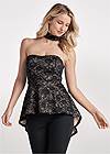 Front View Lace Mock-Neck High-Low Top