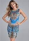 Cropped Front View Vibrant Abstract Cheetah Dress