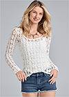 Front View Crochet Knit Sweater