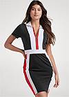 Cropped front view Color Block Collared Dress