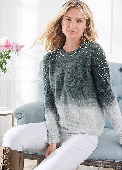 Cozy Pearl Trim Sweater