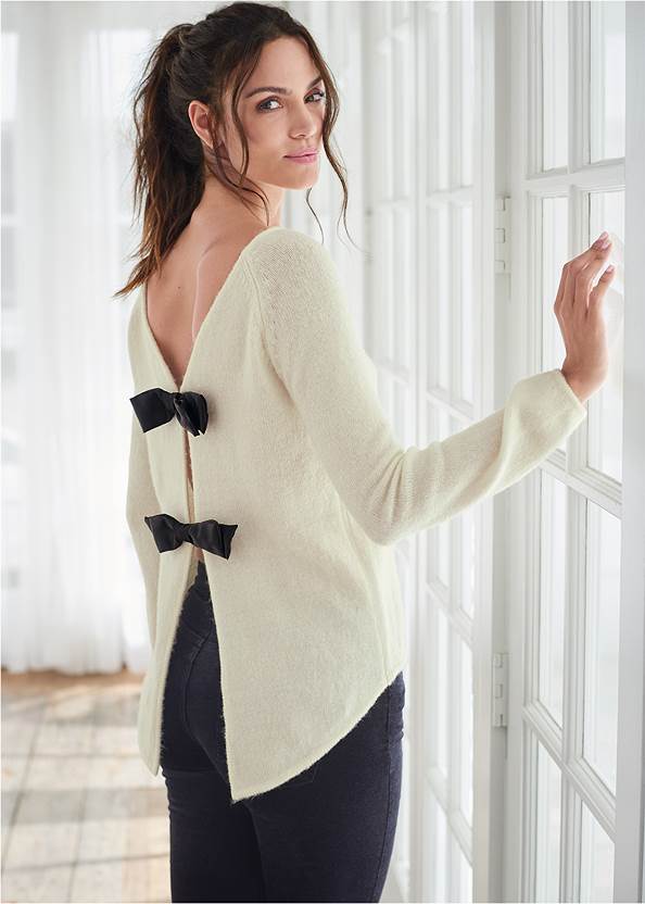 Back View Bow Detail Sweater