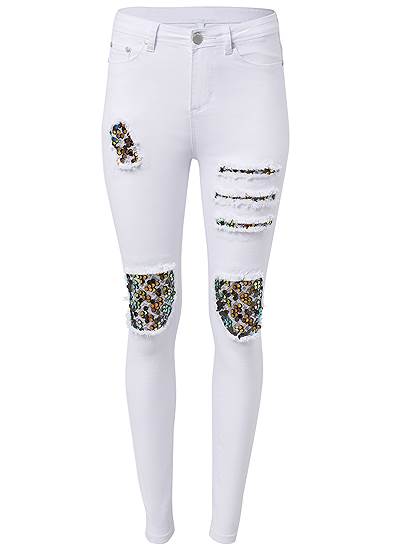 Plus Size Sequin Patch Skinny Jeans