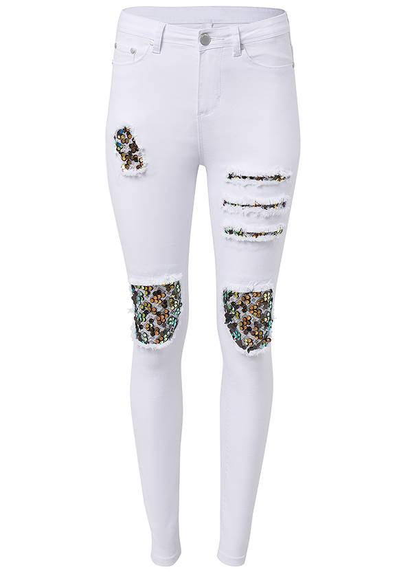 Ghost with background  view Sequin Patch Skinny Jeans